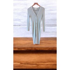 Knit Loom Grey Rayon Blend Ribbed Midi Length Bodycon Knit Dress Size M